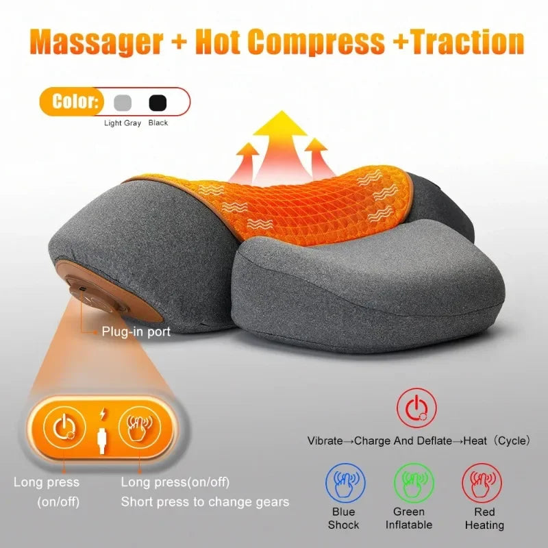 Heated Neck Massager Pillow with Vibration & Traction
